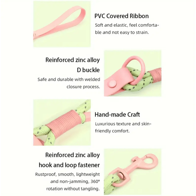Pavadėlis su antkakliu "Pink/Mint" S dydis